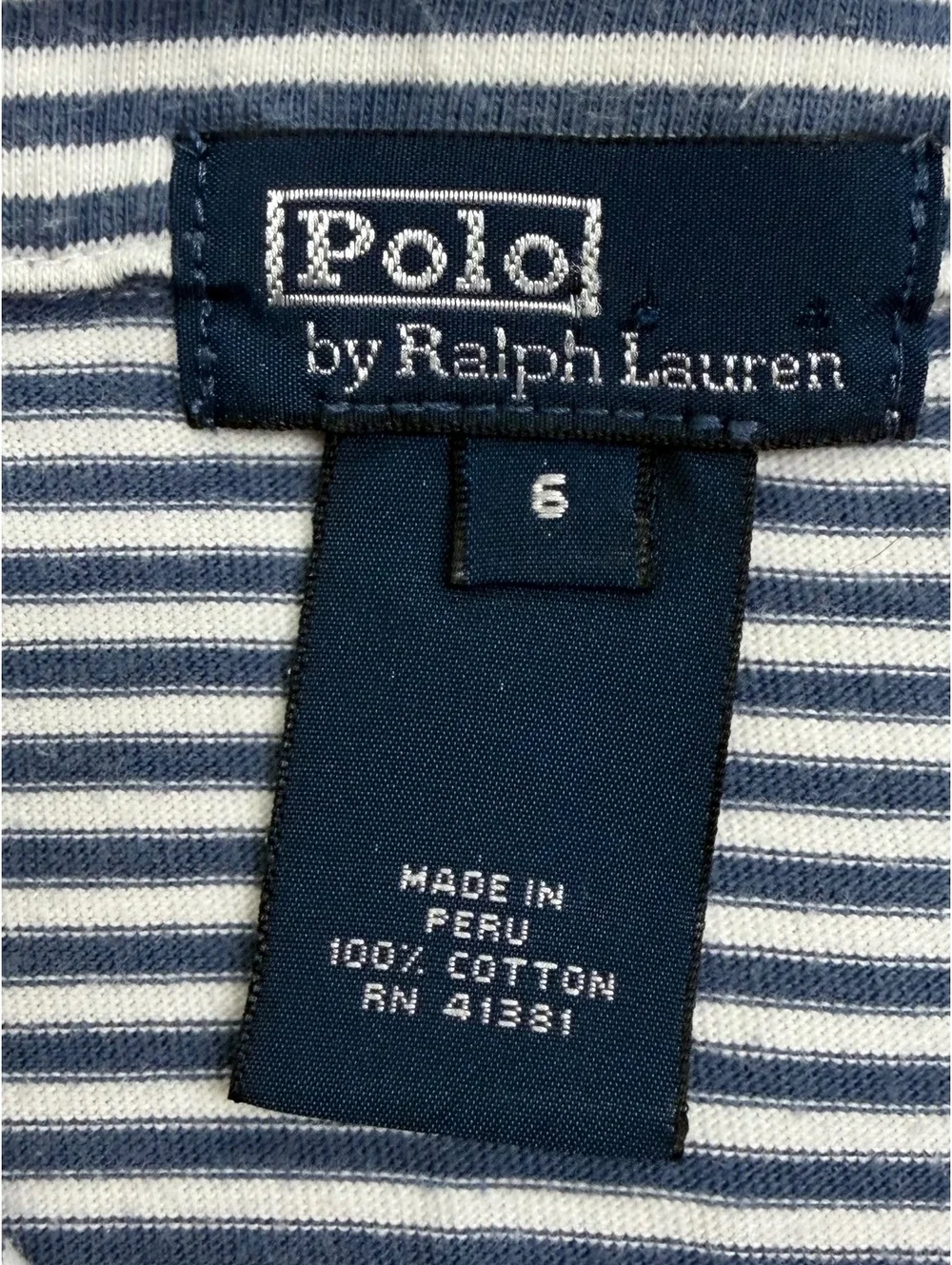 Polo Ralph Lauren Boys Size 6 Blue White Striped Cotton Polo Shirt Pony Logo